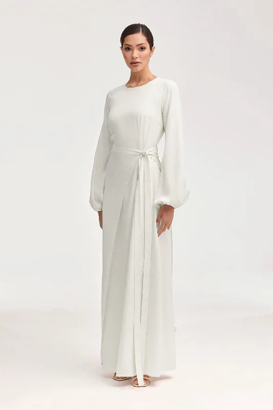 Linen Maxi Dress & Wrap Skirt Set - Off White