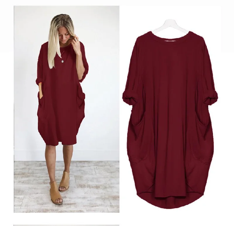 loose large swing stitching long dress