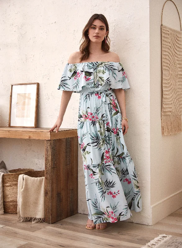 Tropical Print Maxi Dress