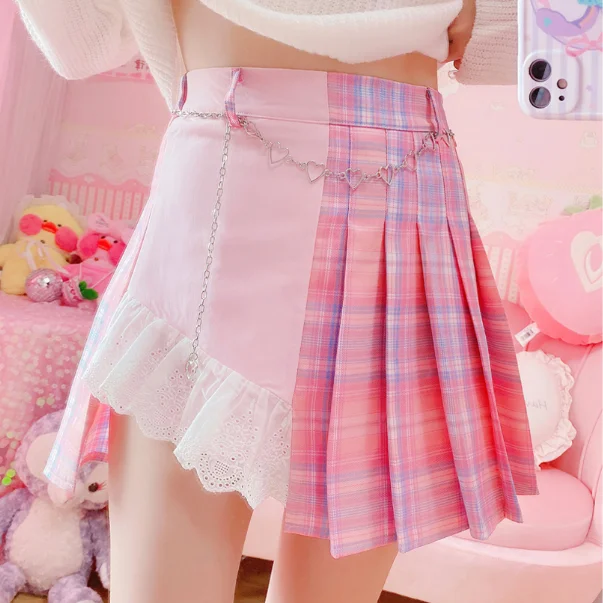 Cute pink pleated skirt PL50782