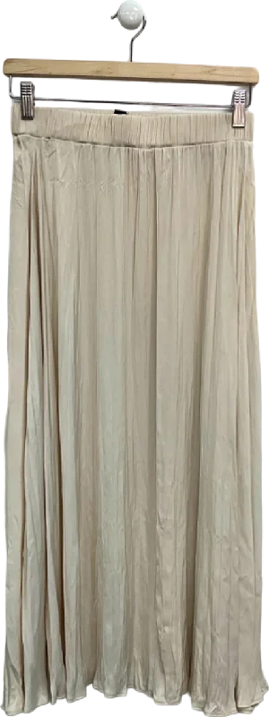 New Look Beige Satin Crinkle Pleated Skirt UK 8