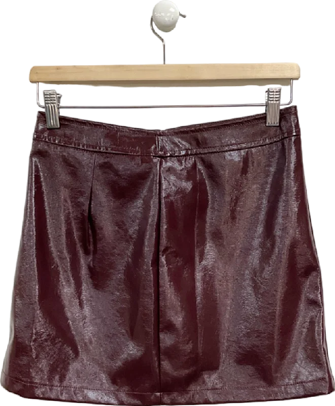 New Look Burgundy Faux Leather Skirt UK 8