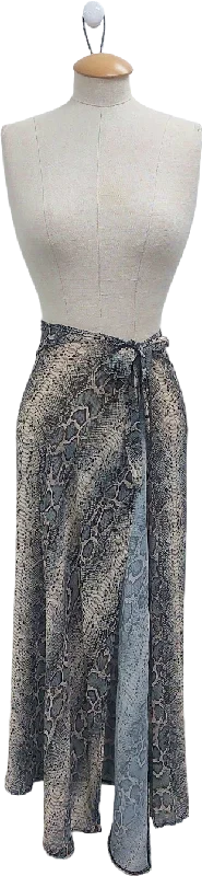 Pretty Little Thing Green Snake Print Wrap Skirt UK 4