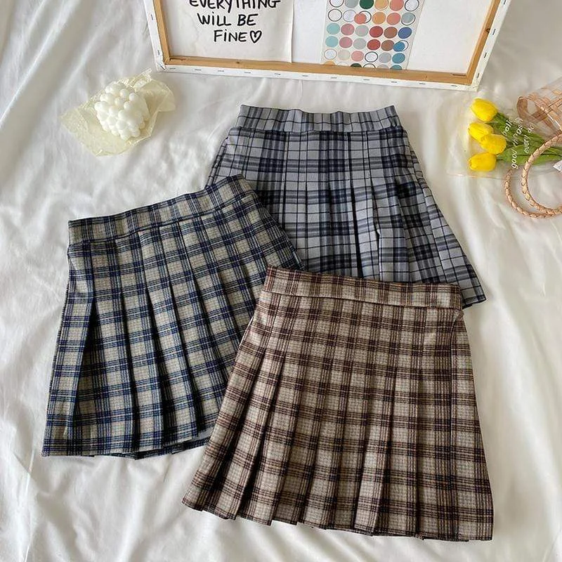 Women's Kawaii Plaid Pleated Skirt