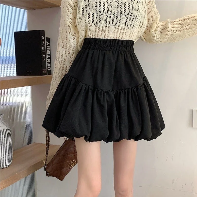 Women's Kawaii Solid Color Bubble Skirt