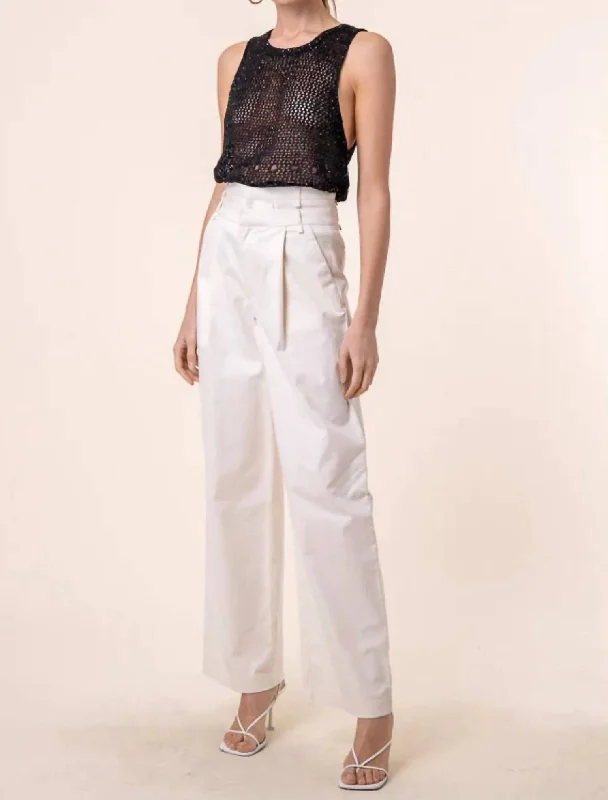 Jo Double Band Pants In Taupe