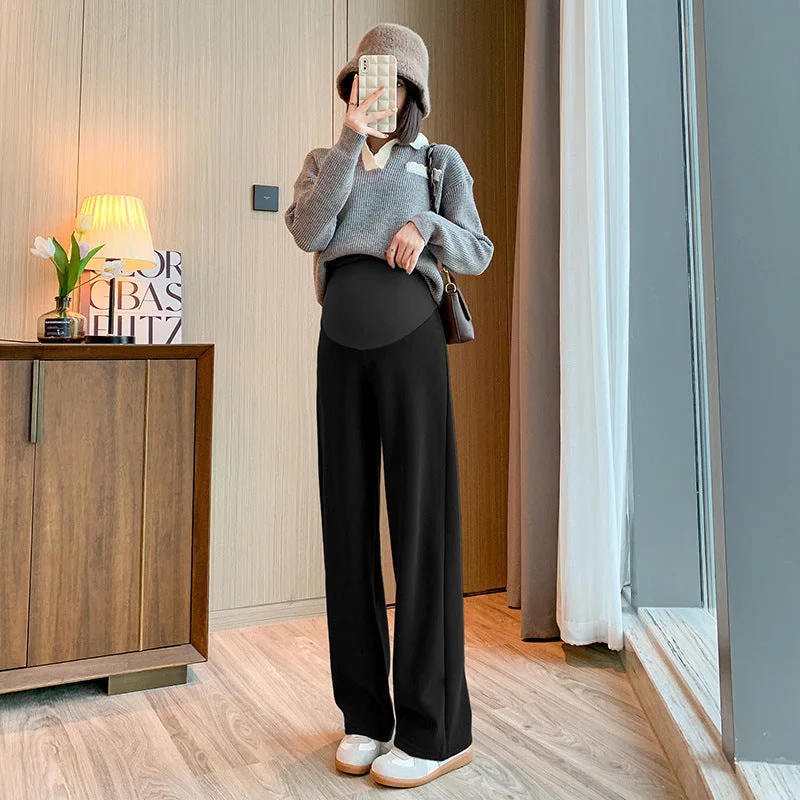 NiDELL Maternity Clothes . Autumn and Winter New Comfort Fleece-Lined Warm Fashion Pants Outer Wear Fashionable Mom Loose Maternity Pants