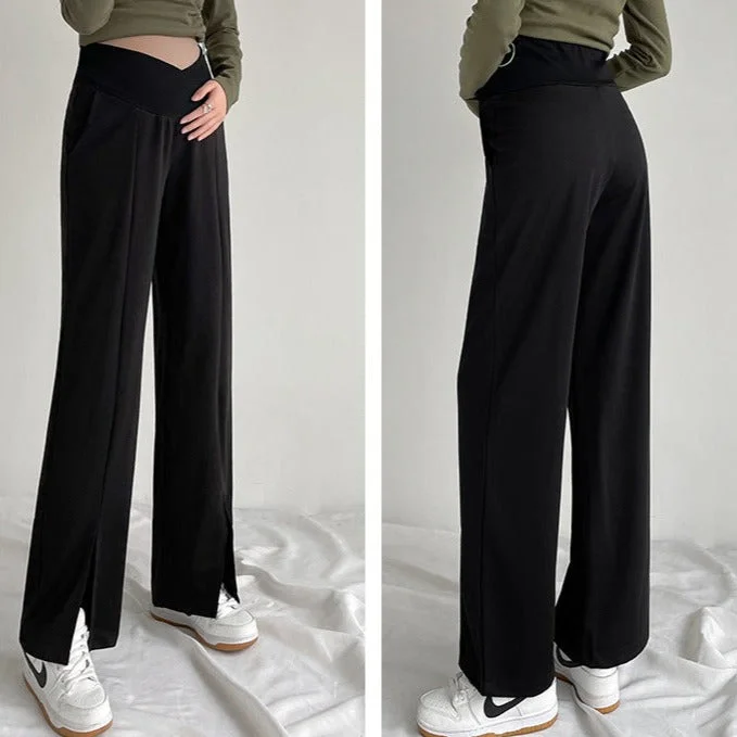 NiDELL Maternity Pants . Autumn Hip-Hugger Wide Leg Pants Slimming Straight Pants Mop Pants Professional Suit Pants