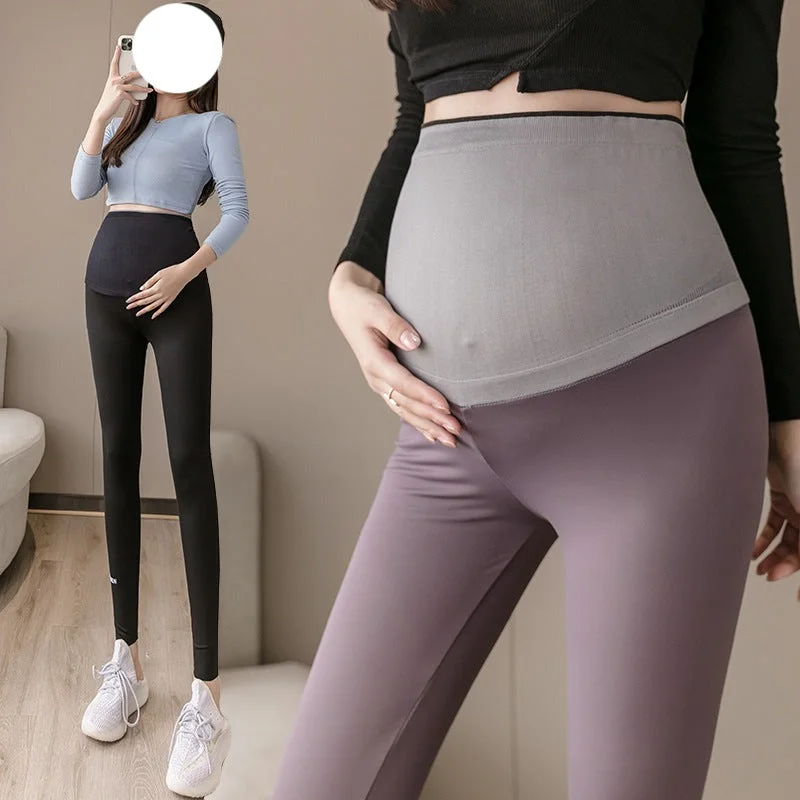 NiDELL Maternity Pants New . Maternity Pants Spring Autumn Thin Outerwear Shark Skin Leggings Belly Support Sports Pants Yoga Pants