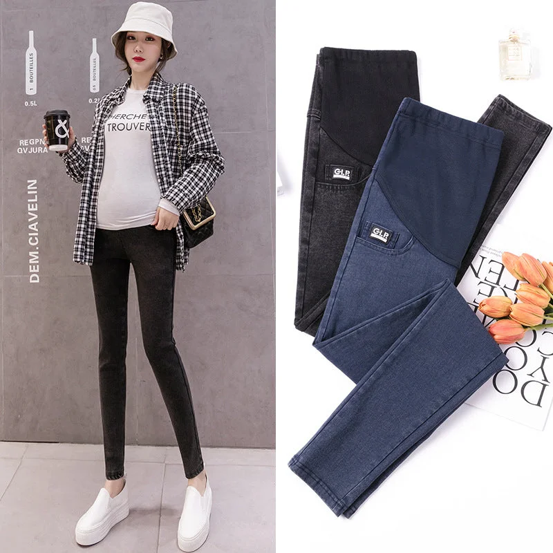 NiDELL Maternity Pants . Spring and Autumn Skinny Pants Slimming Maternity Pants Outer Wear Pants Trendy Mom Fashion Maternity Jeans