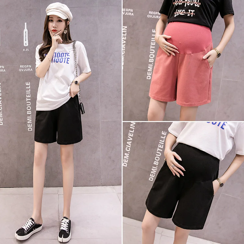 NiDELL Maternity Pants . Summer Shorts for Pregnant Women Outer Wear Fashionable Wide Leg Pants Summer 5 Points Sports Pants