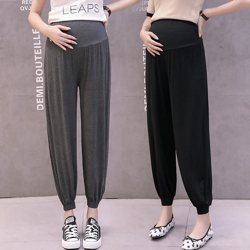 NiDELL Maternity Pants . Summer Thin Lantern Modal Wear Loose Casual Harem Pants Ankle Length Jogger Pants