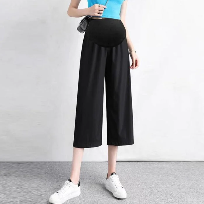 Black [Ice Silk Cropped Pants]]