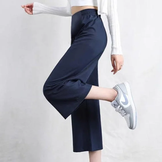 Navy Blue [Ice Silk Cropped Pants]]