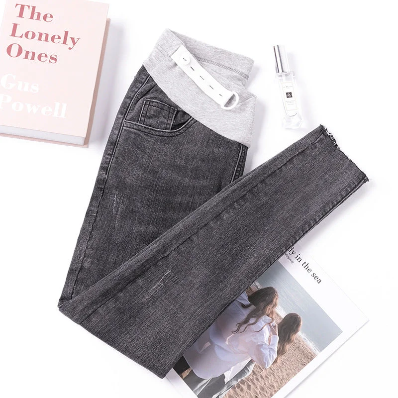 NiDELL: Pregnant Women’s Fashionable Jean Long Pants for Autumn