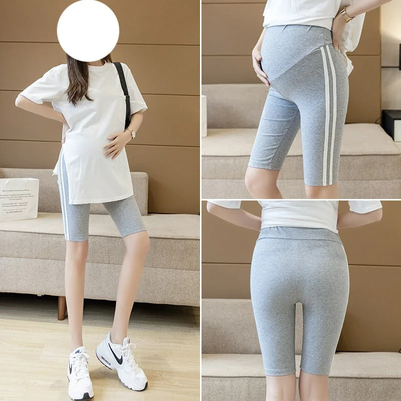 NiDELL Pregnant Women's Leggings . Summer New Five-Point Middle Pants Bottoming Pregnant Women's Belly Support Outer Maternity Pants