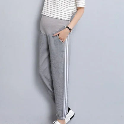 NiDELL Pregnant Women's Pants Cool . Summer Thin Outer Wear Loose Cropped Sports Lantern Ankle-Tied Maternity Pants plus Size Pregnant Women's Pants