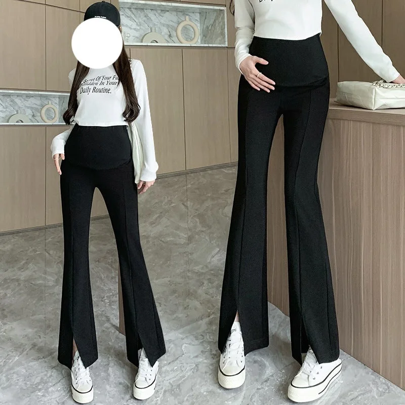 NiDELL Pregnant Women's Pants . Spring and Autumn New High Elastic Split Pregnant Women's Suit Pants Casual Pants Slim Slimming Flared Pants