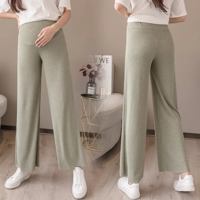 NiDELL Pregnant Women's Pants . Summer Outdoor Fashionable Mom Bottoming Wide-Leg Pants Ice Silk Thin Loose Drooping Straight