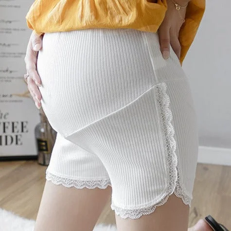 NiDELL Pregnant Women's Pants Summer Thin Bottoming Three-Point Lace Safety Pants Fashion High Waist Belly Support Trendy Mom Pants Shorts