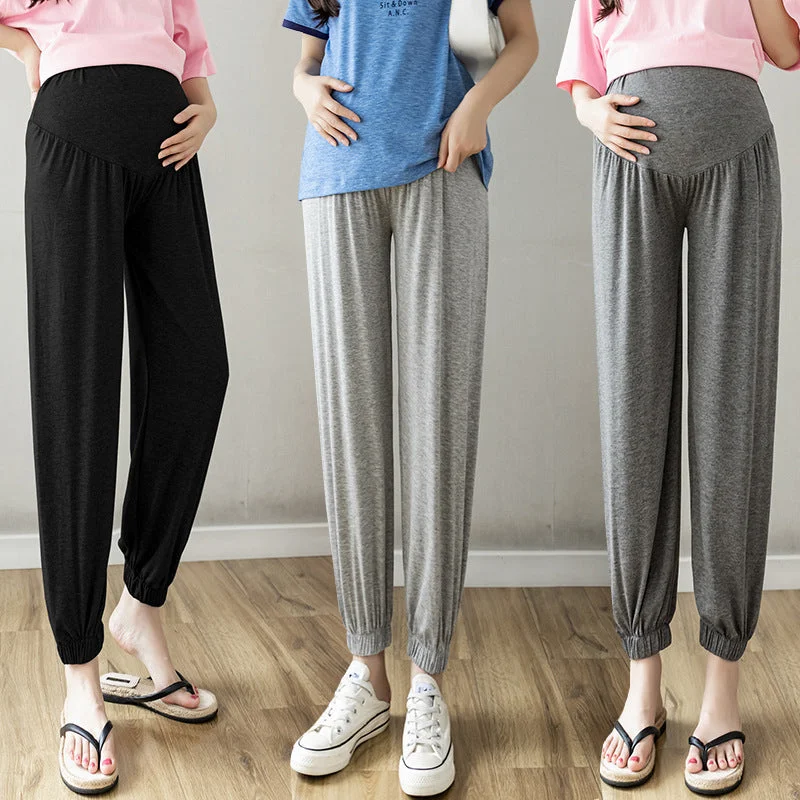 NiDELL Pregnant Women's Pants . Thin Outer Wear Loose Slimming Harem Pants Spring Modal Ankle-Tied Casual Bottoming Wide-Leg Pants Summer