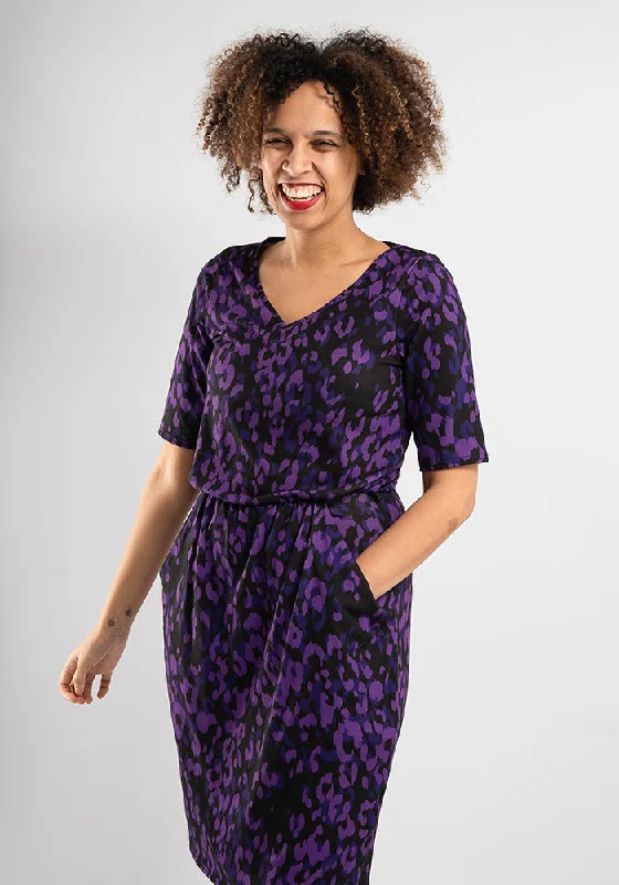 Andie Purple Animal Print Blouson Dress