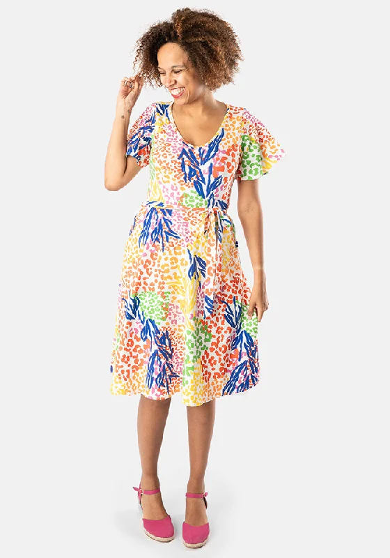 Ariah Bright Patchwork Print Cotton Dress