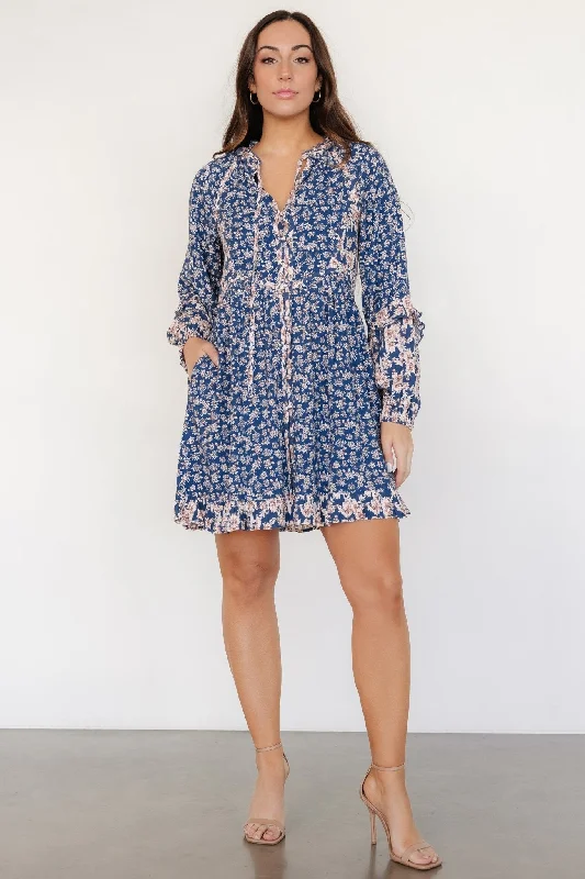 Aster Short Dress | Navy Multi Floral