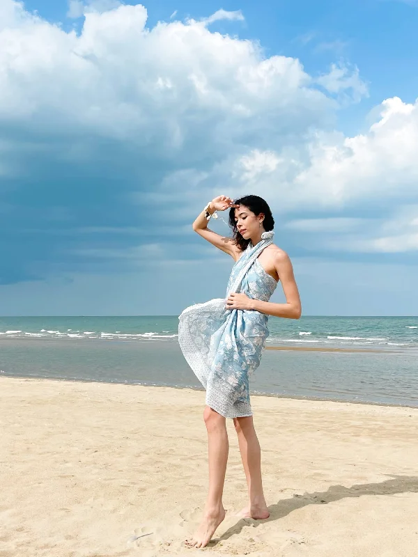 Lola Bougainvillea Sarong - Blue