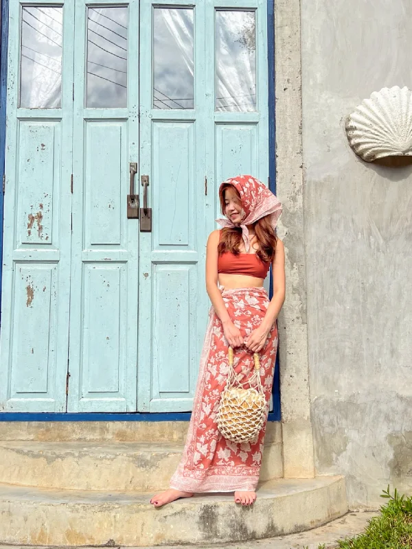 Lola Bougainvillea Sarong - Rust