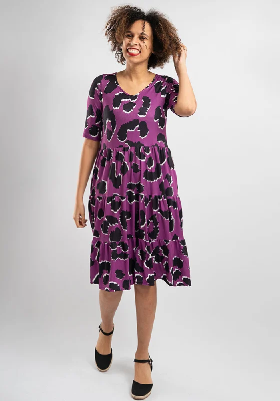 Gretchen Large Animal Print Tiered Hem Dress