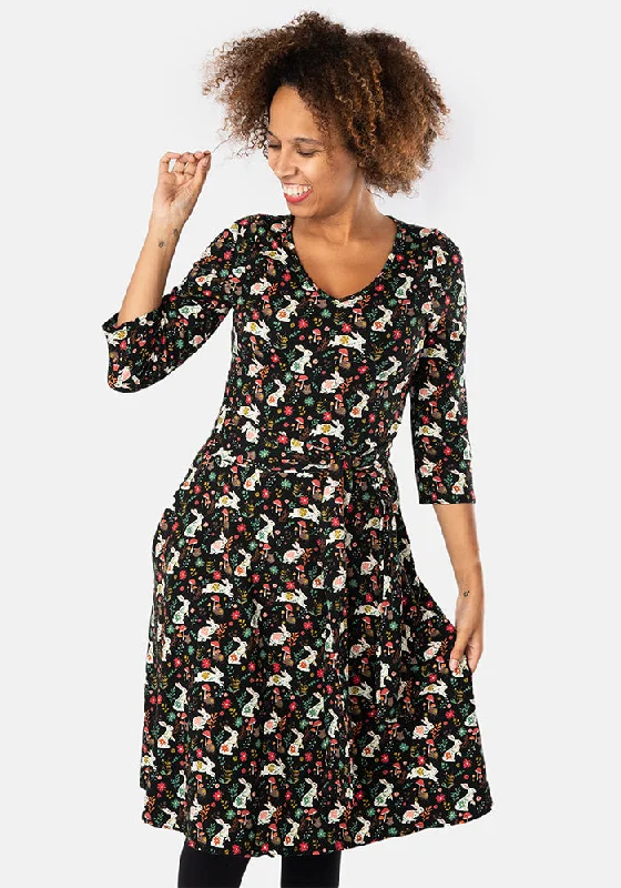 Kit Conversational Rabbit Print Cotton Dress