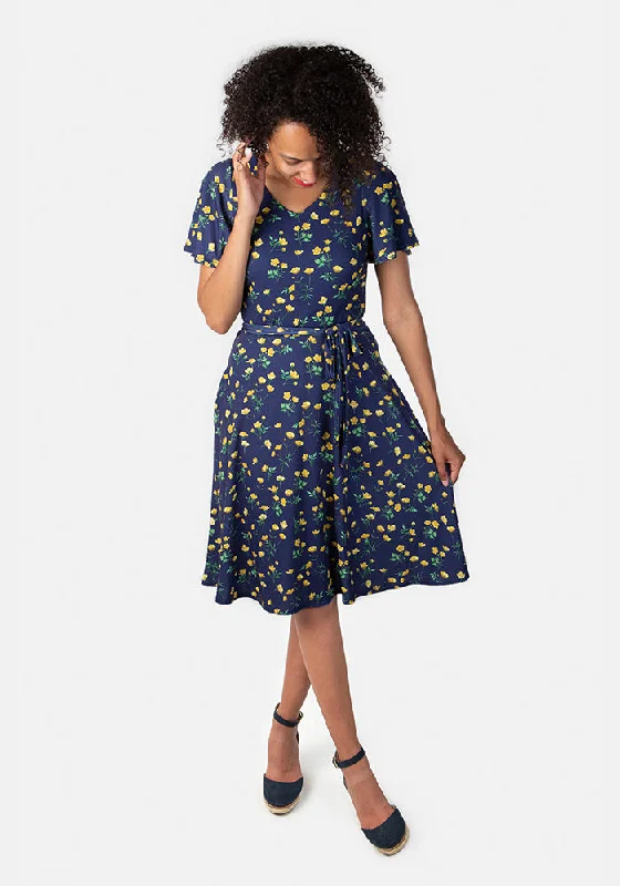 Laura Ann Navy Buttercup Print Dress