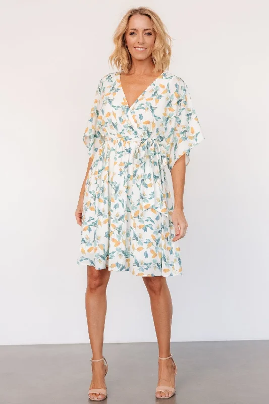 Raina Kimono Short Dress | Off White Multi Floral