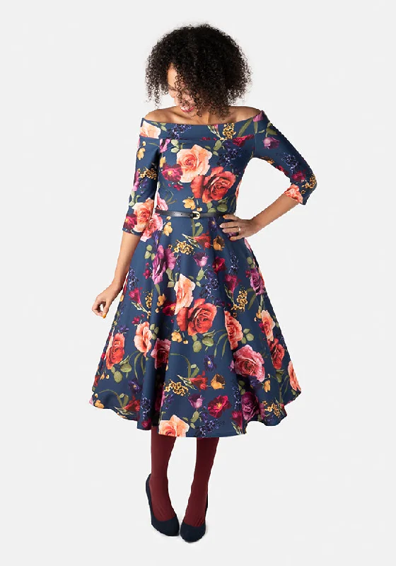 Reagan Large Vintage Floral Swing Dress