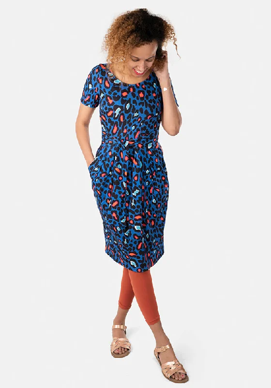 Rhia Cobalt Animal Print Dress