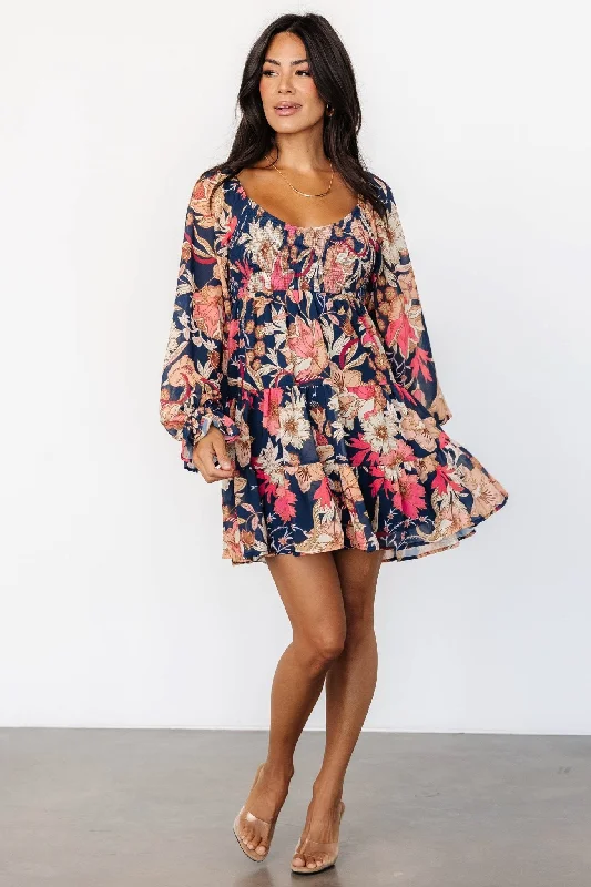 Rubi Short Dress | Navy Multi Floral