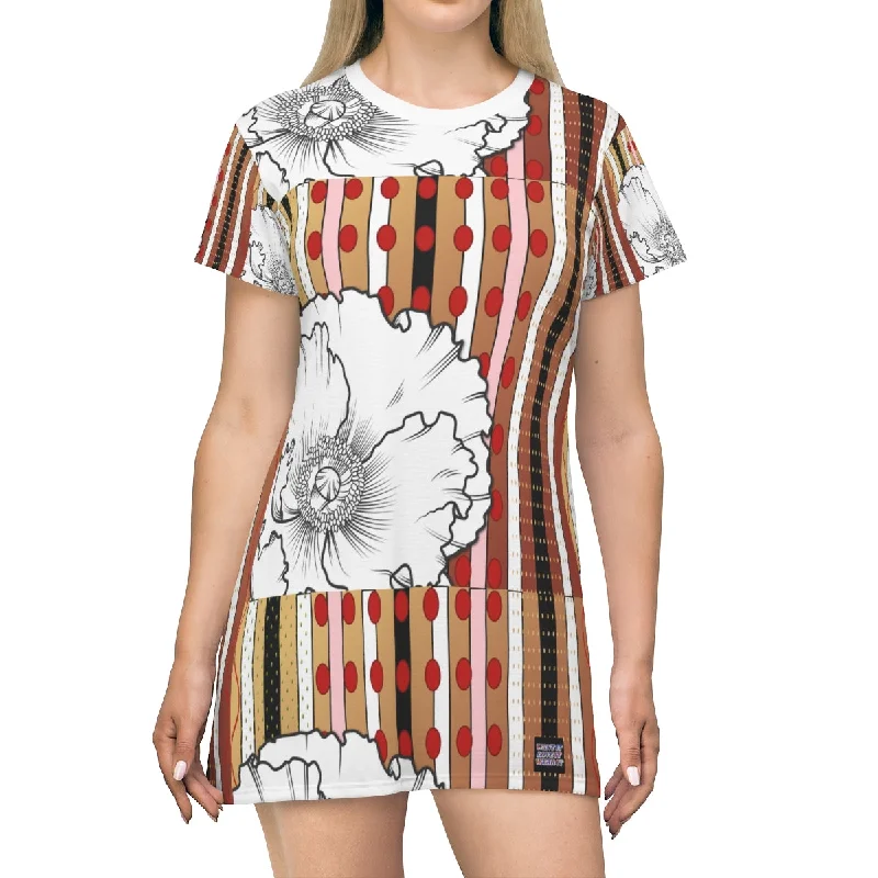 All Over Print T-Shirt Dress BLANC FLEUR