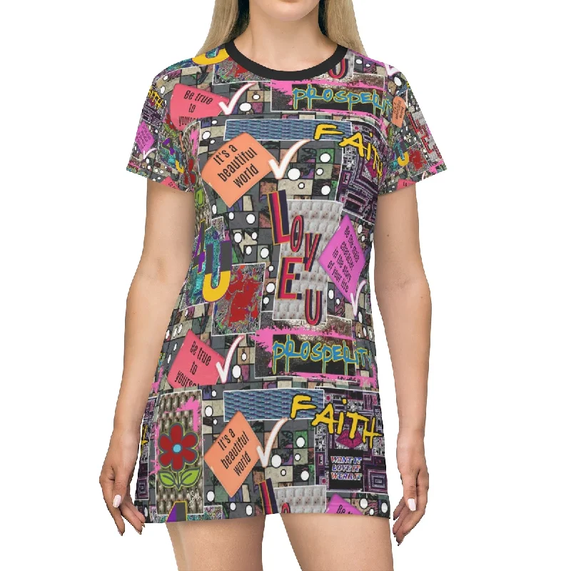 All Over Print T-Shirt Dress FAITH