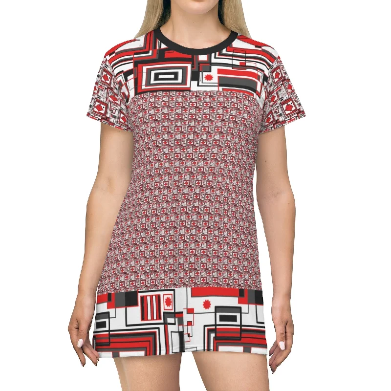 All Over Print T-Shirt Dress LIPPY IN RED