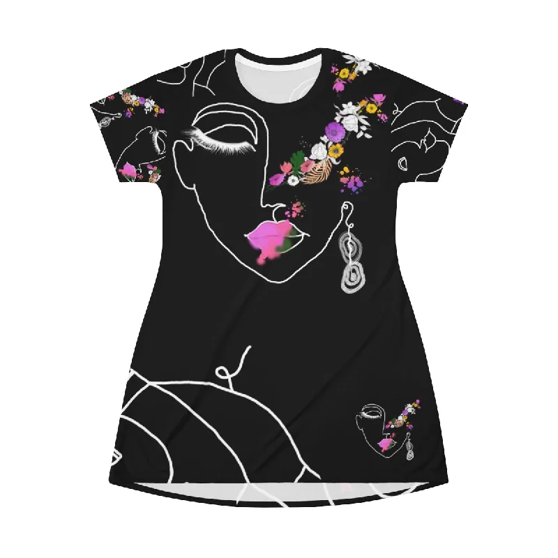 All Over Print T-Shirt Dress PALETTE OF BLOOM