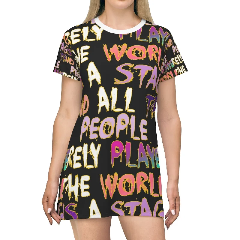 All Over Print T-Shirt Dress STAGE WORDS