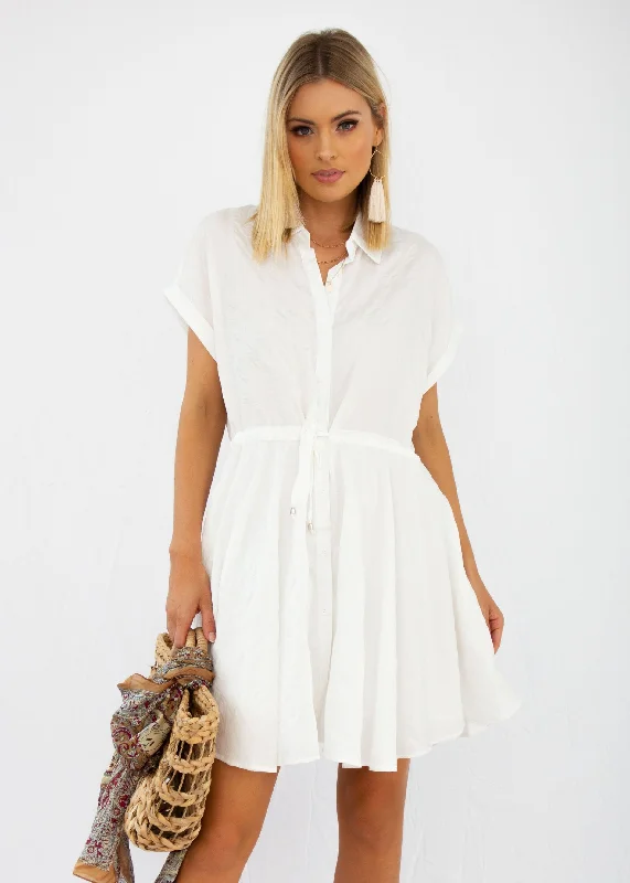 Best Outcome Shirt Dress - White