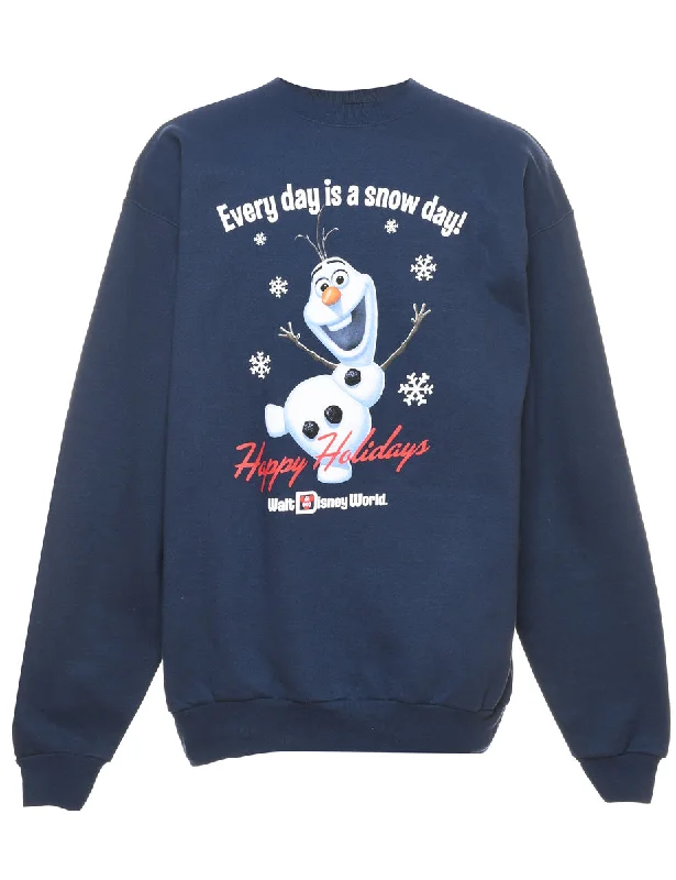 Cartoon Print Christmas Sweatshirt - M