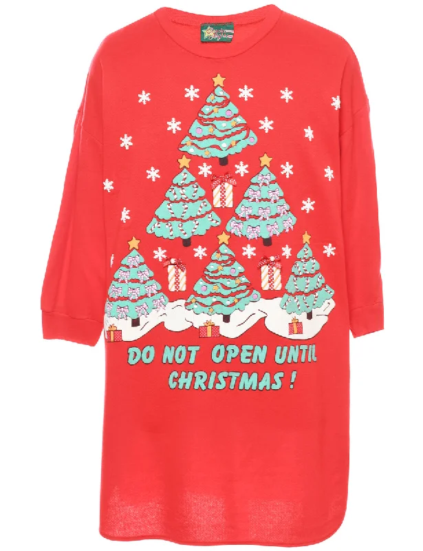 Christmas Tree Print Sweatshirt - L