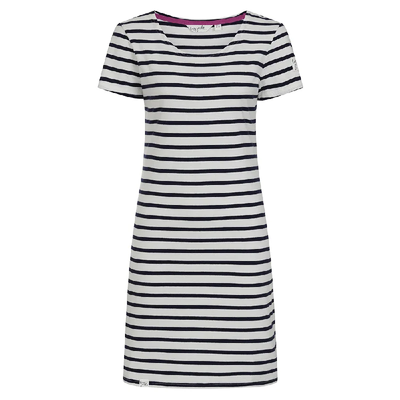 LJ115 - Ladies Striped T-Shirt Dress - Marine