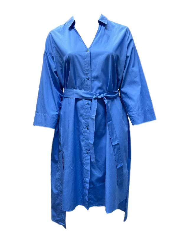 Marina Rinaldi Women's Blue Duca Cotton Shirt Dress Size 22W/31 NWT