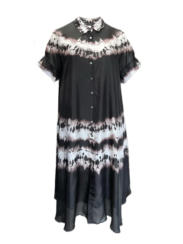 Marina Rinaldi Women's Nero Discorso Silk Shirt Dress NWT