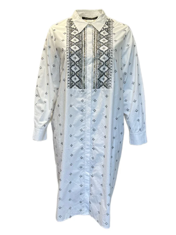 Marina Rinaldi Women's White Durare Embellished Shirt Dress Size 22W/31