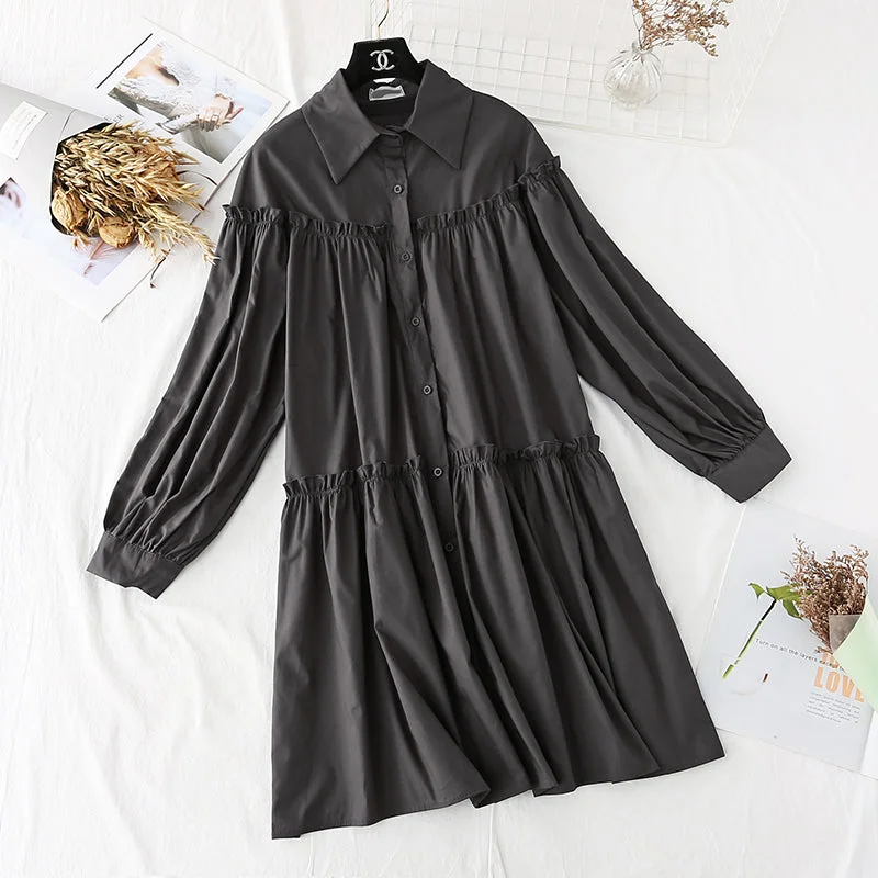 Shirt dress light mature style, foreign style, loose and thin  4021